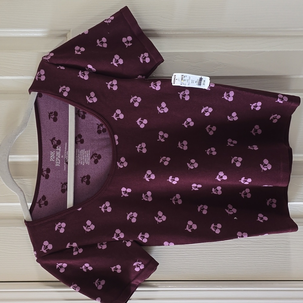 PINK REPUBLIC BRAND WOMEN'S JUNIOR SIZE PLUM SHORT SLEEVES CROP TOP, SIZE XL